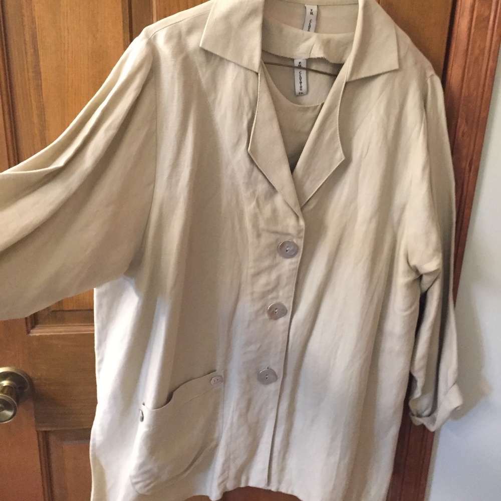 Top: FH Clothing Co.  Two piece shirt and tank ; size- medium. Off-white/ beige